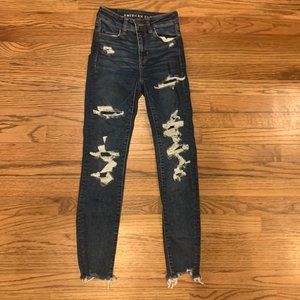 American Eagle high rise jeggings with patches  Size 00 short